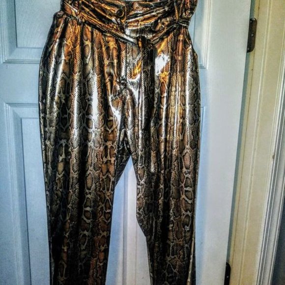 XL FAUX LEATHER PYTHON SNAKE PRINT PANTS - Picture 2 of 4